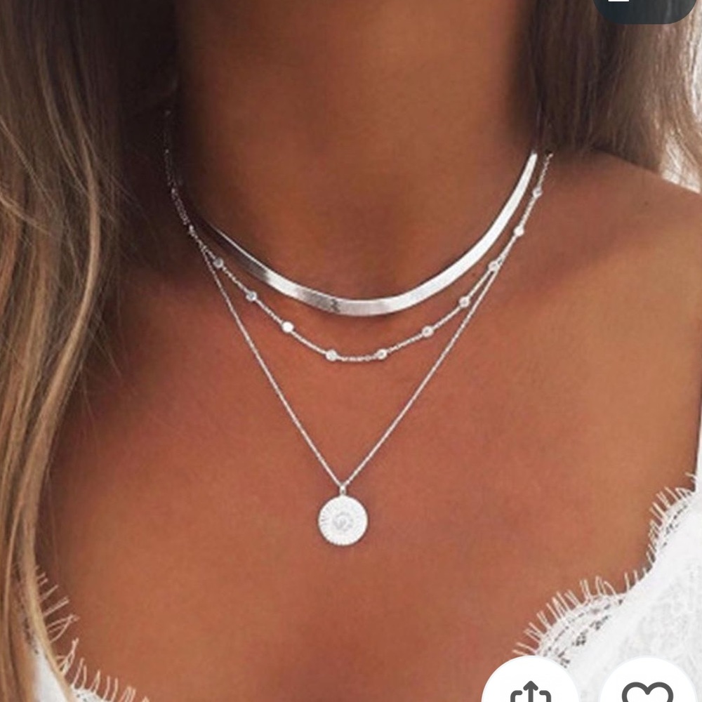 Trendy Multilayered Silver Necklace